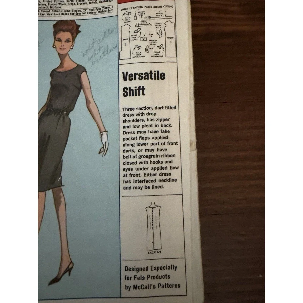 McCall's Sewing Pattern P-44 1960's Misses Dress Versatile Shift Size 10 12
